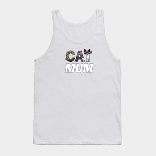 Cat mum - grey and white cat oil painting word art Tank Top